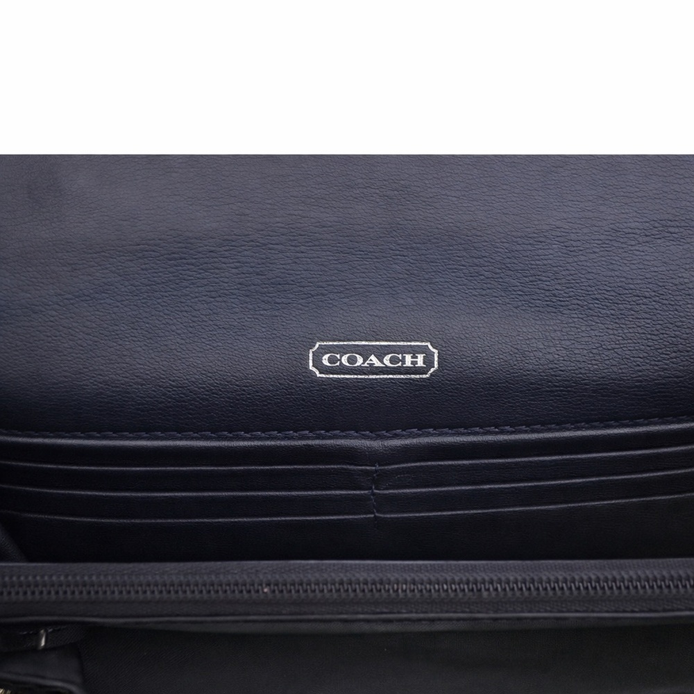 Rare Coach Madison Python Embossed Leather Envelope Wallet Black Metallic - Picture 5 of 5